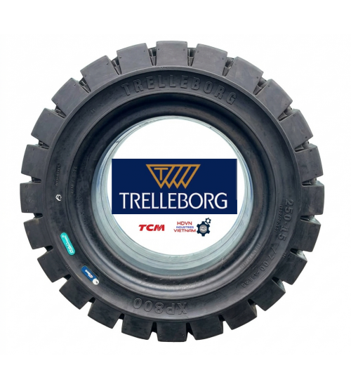 Lốp đặc 250-15/7.0 (250/70-15) Trelleborg XP800, sản xuất tại Sri Lanka, dùng cho bánh trước của xe nâng  3.5 tấn 